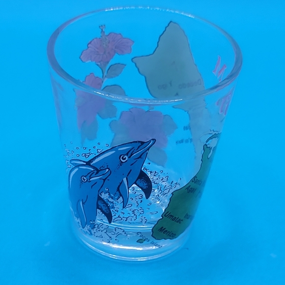 Guam Shot Glass Hibiscus Dolphin - Picture 2 of 3